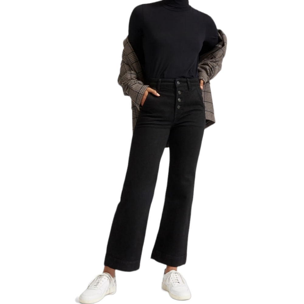 Everlane The Button-Fly Wide-Leg Jean Black Women's Size 24